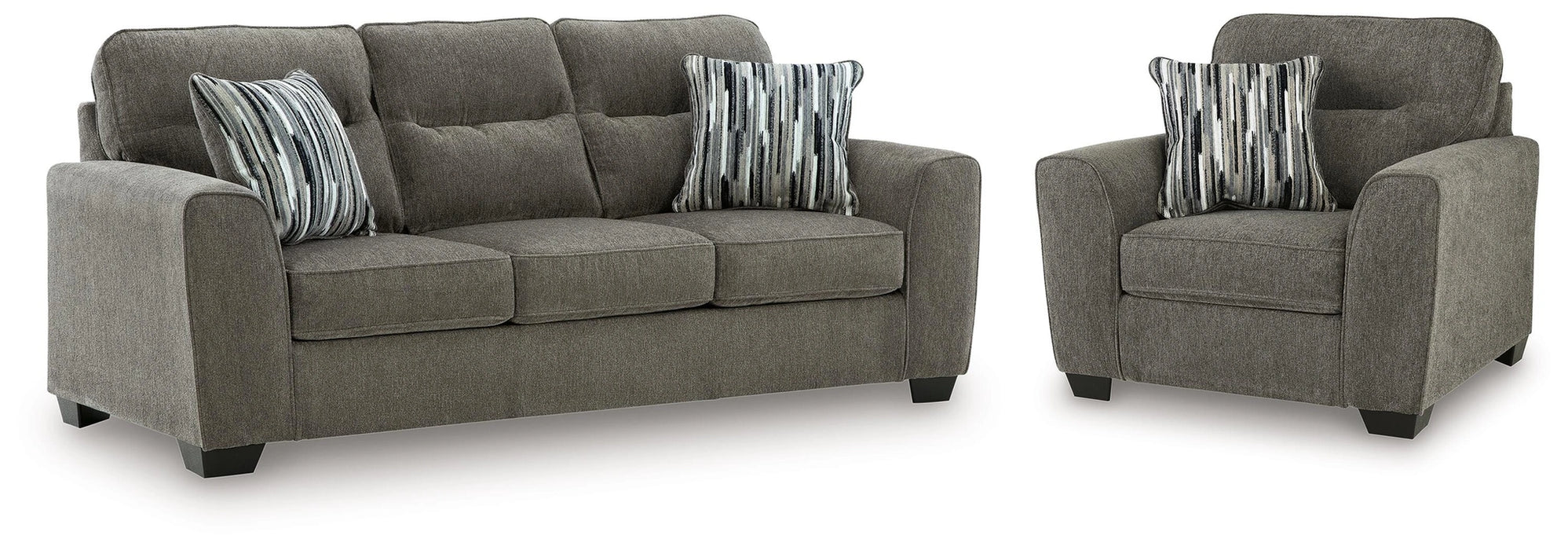 Olten Living Room Set - Graphite 2-Piece: Sofa/Oversized Chair