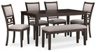 Langwest Dining Table and 4 Chairs and Bench (Set of 6) image