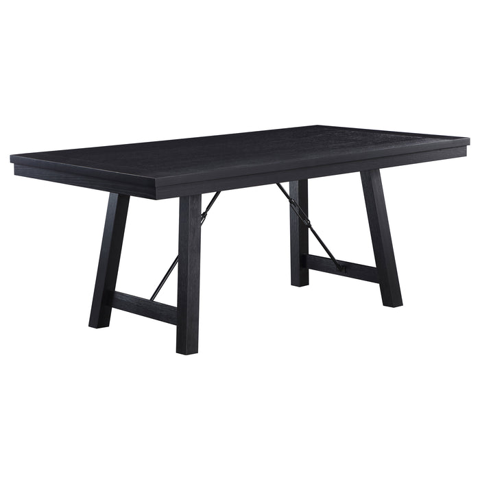 Newport 6-piece Rectangular Trestle Dining Table Set Black