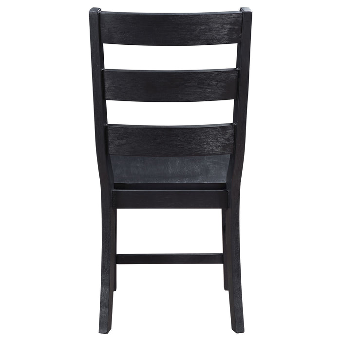 Newport Ladder Back Wood Dining Side Chair Black (Set of 2)