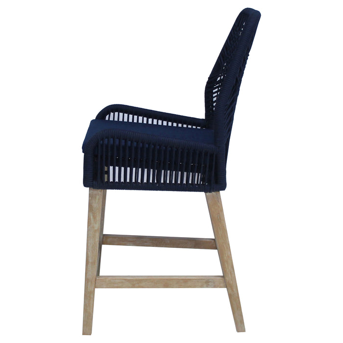 Nakia Woven Rope Counter Chair with Cushion Navy (Set of 2)