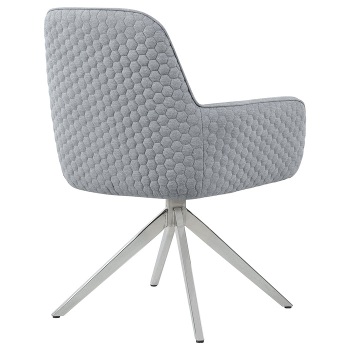 Abby Fabric Upholstered Swivel Dining Arm Chair Light Grey