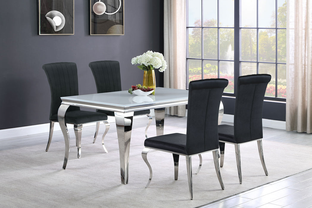 Carone 5-piece 61" Rectangular White Glass Dining Set Black