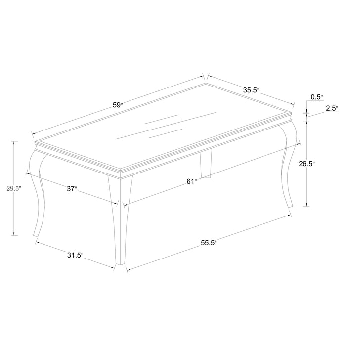 Carone 5-piece 61" Rectangular White Glass Dining Set Grey