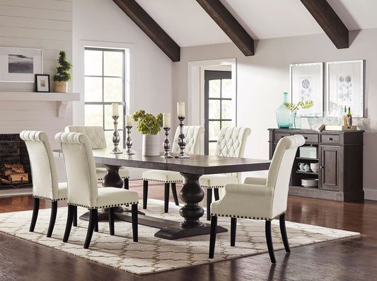 Phelps 8-piece Rectangular Dining Table Set Distressed Noir