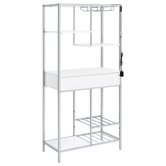 Figueroa 5-shelf Wine Storage Bar Cabinet White High Gloss