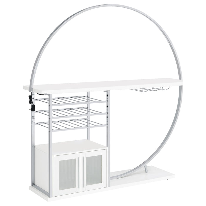 Risley 2-door Circular LED Home Bar Cabinet White High Gloss