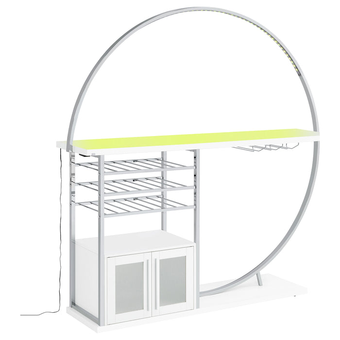 Risley 2-door Circular LED Home Bar Cabinet White High Gloss