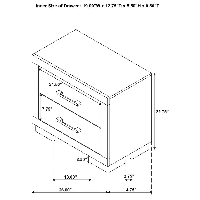 Jessica 2-drawer Nightstand Cream White