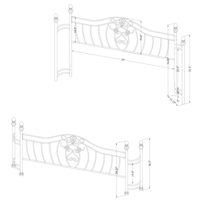 Sydney Eastern King Headboard and Footboard Brushed Gold