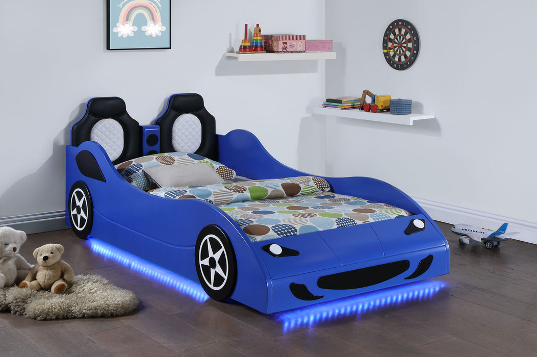 Cruiser Wood Twin LED Car Bed Blue