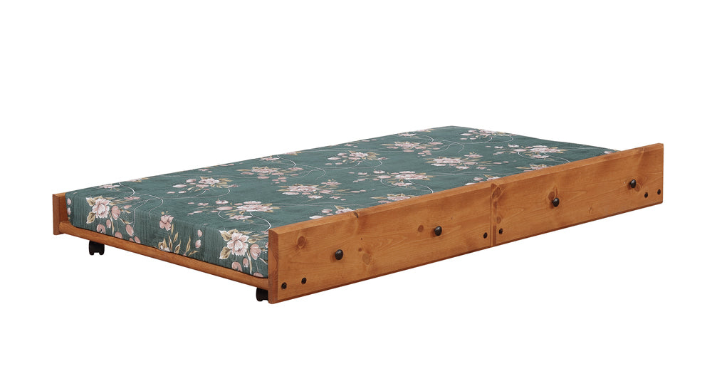 Wrangle Hill Wood Trundle with Bunkie Mattress Amber Wash