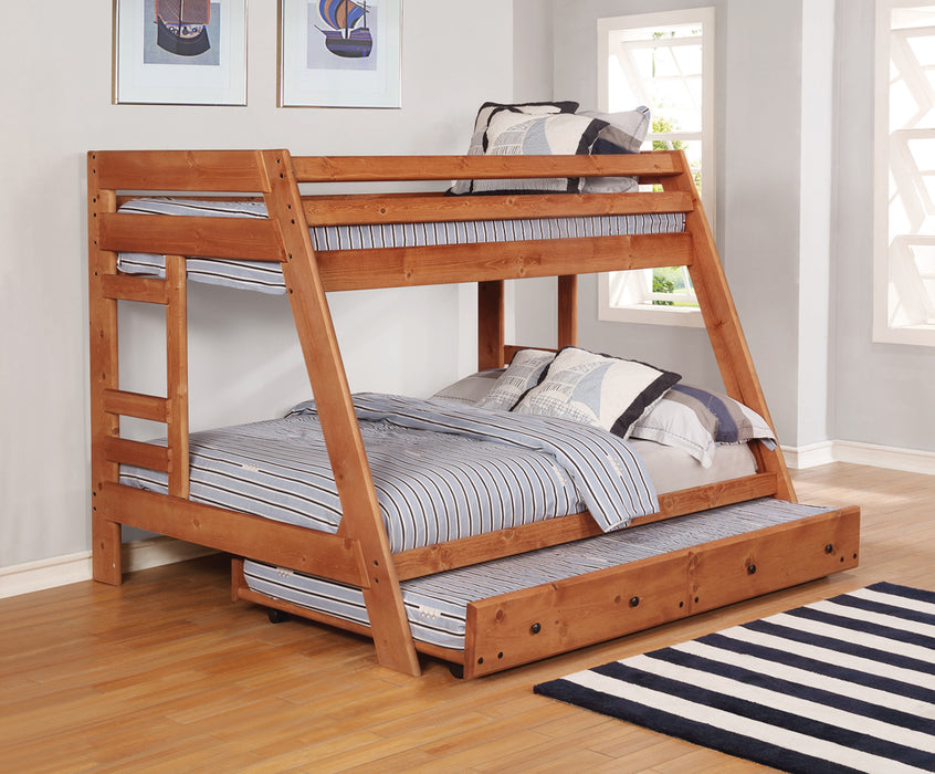 Wrangle Hill Wood Trundle with Bunkie Mattress Amber Wash