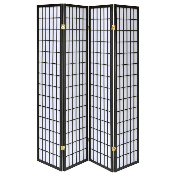 Roberto 4-Panel Room Divider Folding Shoji Screen Black