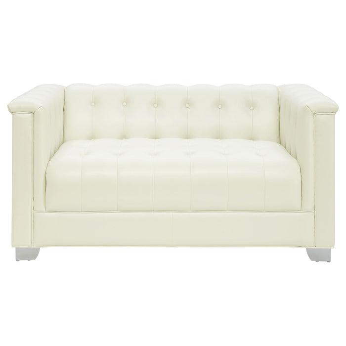 Chaviano 3-piece Upholstered Track Arm Sofa Set Pearl White