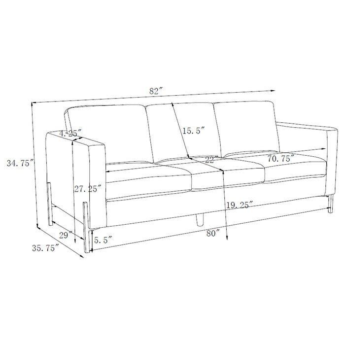 Tilly 3-piece Upholstered Track Arm Sofa Set Oatmeal