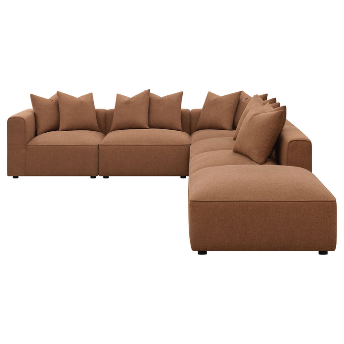 Jennifer 6-piece Upholstered Modular Sectional Terracotta