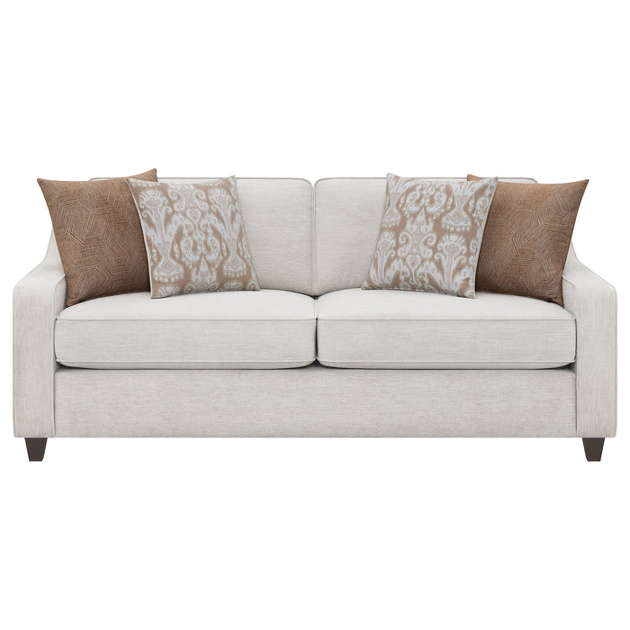 Christine 3-piece Upholstered Sloped Arm Sofa Set Beige