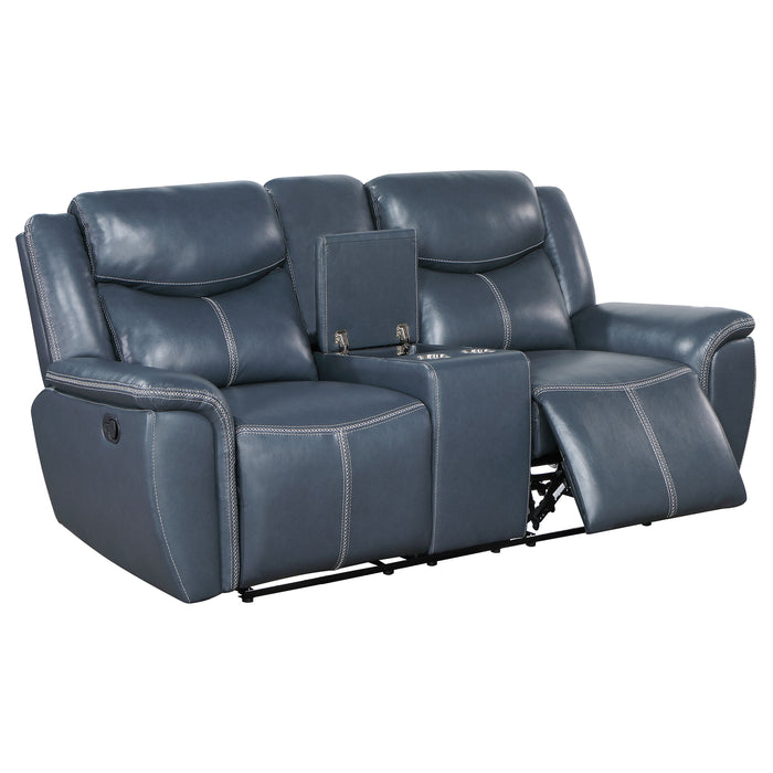 Sloane 2-piece Upholstered Reclining Sofa Set Blue