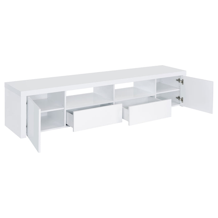 Jude 2-door Engineered Wood 79" TV Stand High Gloss White