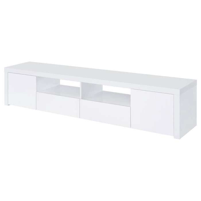 Jude 2-door Engineered Wood 79" TV Stand High Gloss White