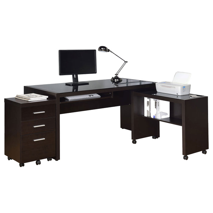 Skeena 3-piece Home Office Computer Desk Set Cappuccino