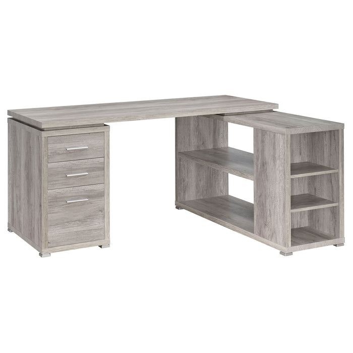 Yvette 60-inch 3-drawer L-Shape Computer Desk Grey Driftwood