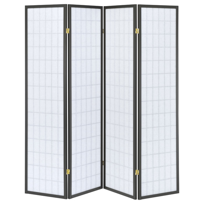 Roberto 4-Panel Room Divider Folding Shoji Screen Dark Grey