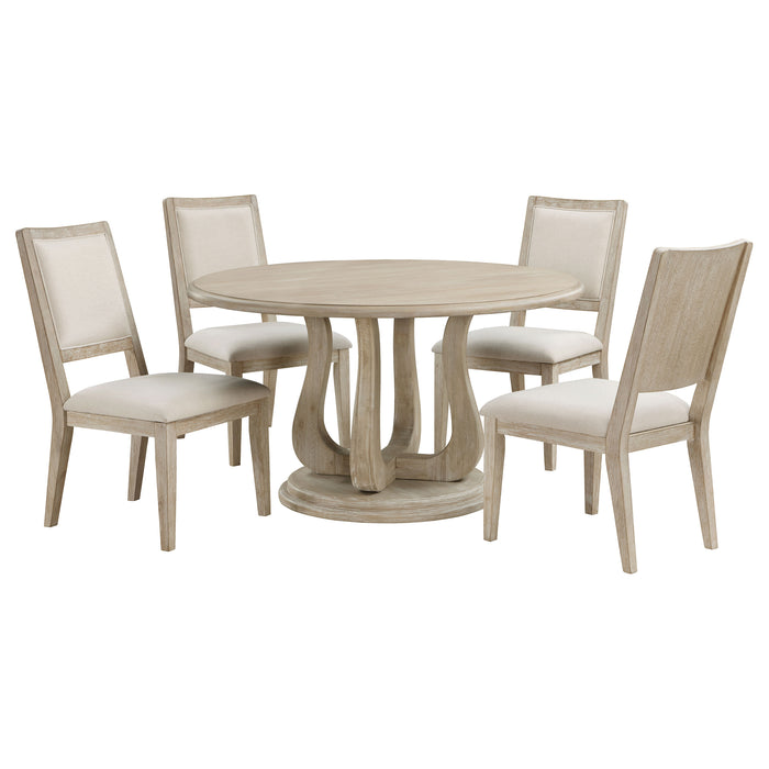 Trofello 5-piece Round Dining Table Set White Washed