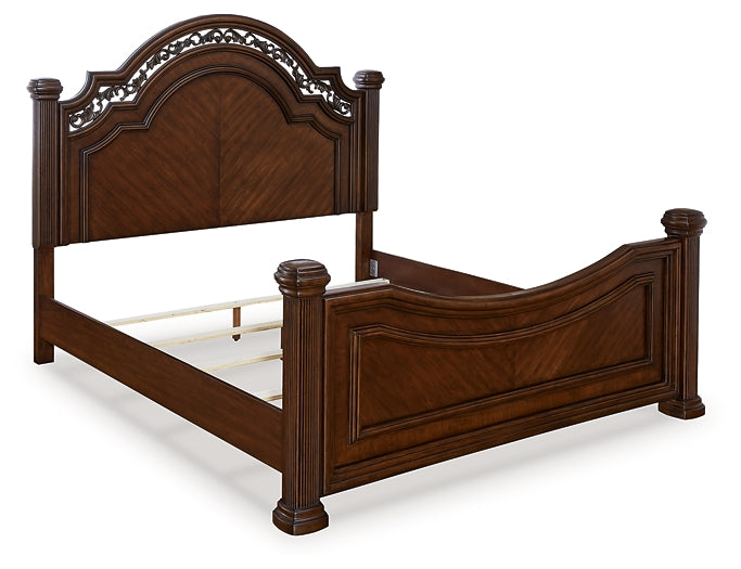 Lavinton King Poster Bed with Mirrored Dresser and Nightstand