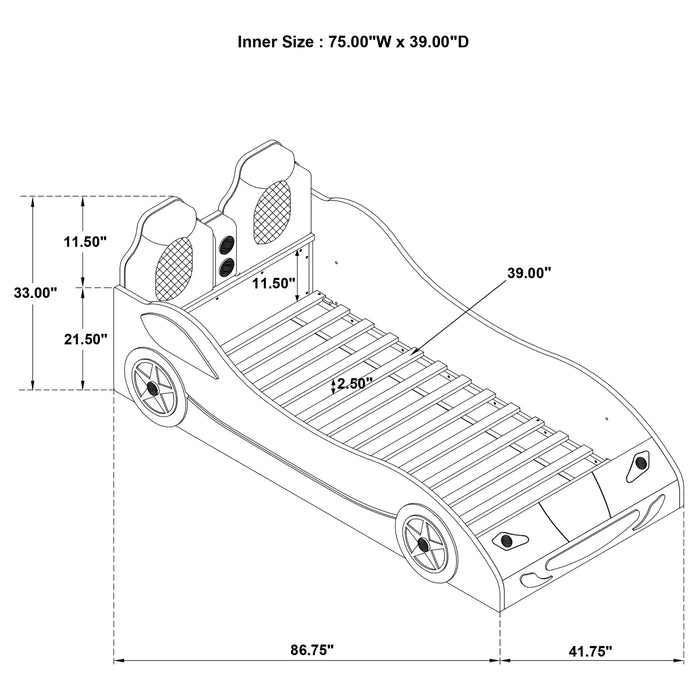 Cruiser Wood Twin LED Car Bed White