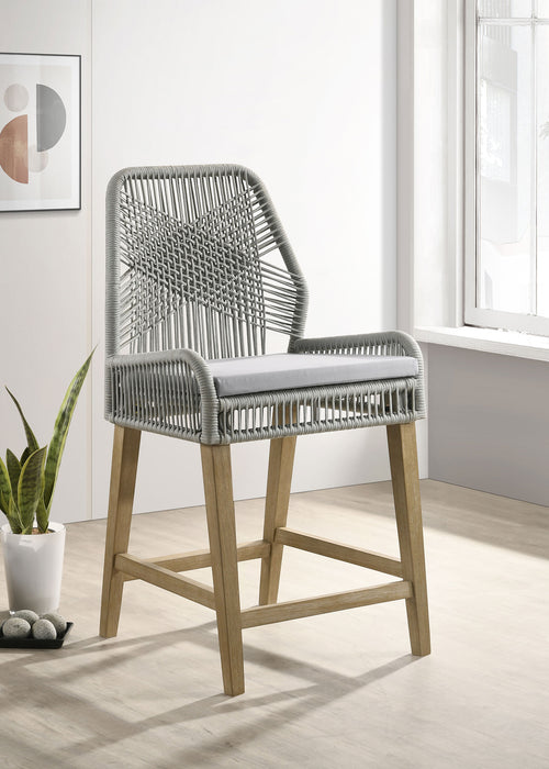 Nakia Woven Rope Counter Chair with Cushion Grey (Set of 2)