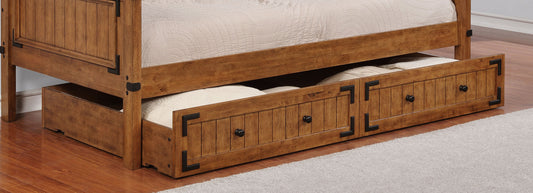 Oakdale Wood Storage Trundle Rustic Honey