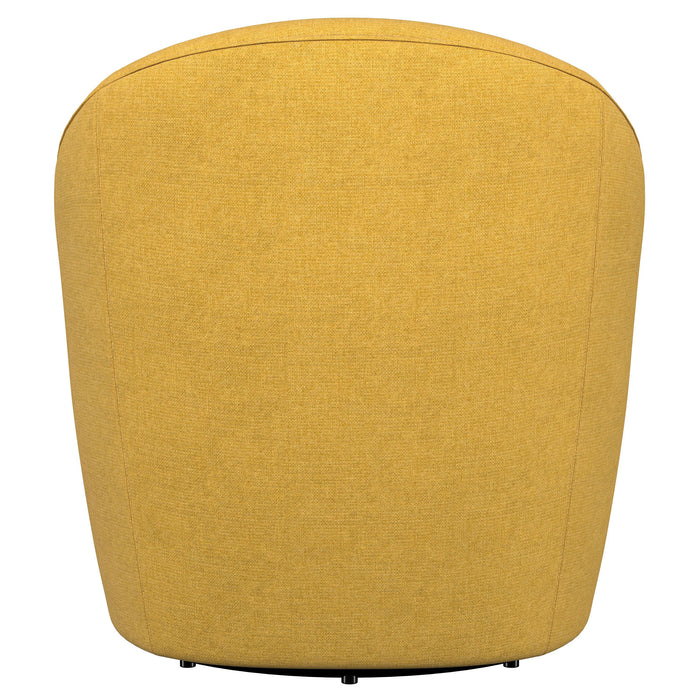 Leon Upholstered Barrel Accent Swivel Chair Mustard Yellow