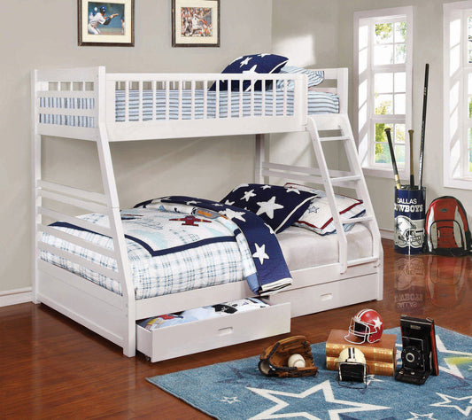 Ashton 2-drawer Wood Twin Over Full Bunk Bed White