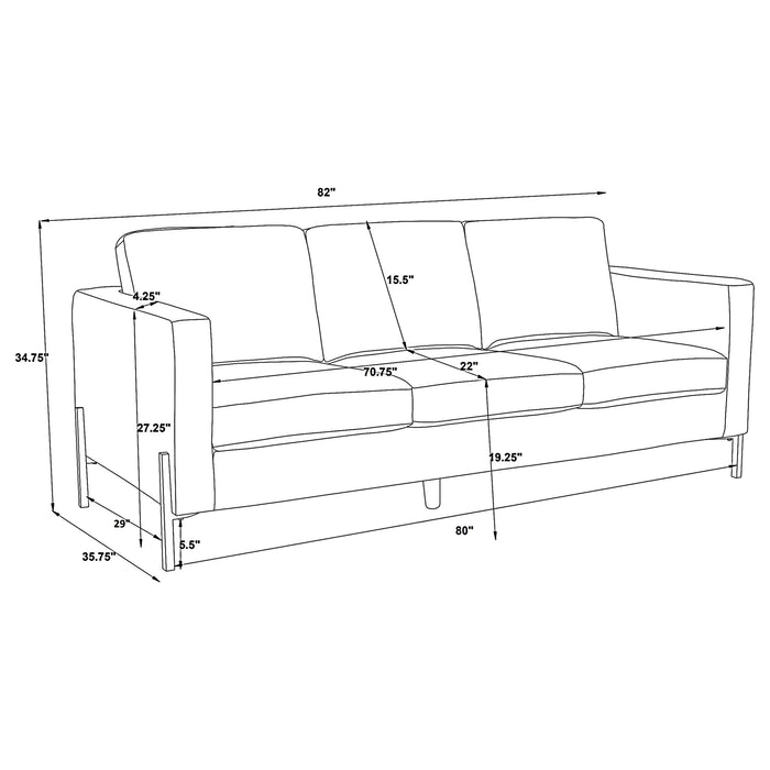 Tilly 3-piece Upholstered Track Arm Sofa Set Oatmeal