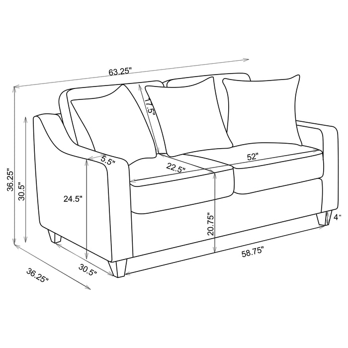 Christine 3-piece Upholstered Sloped Arm Sofa Set Beige