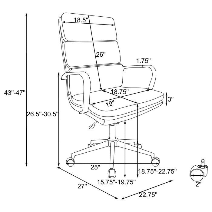 Ximena Upholstered Adjustable High Back Office Chair Grey