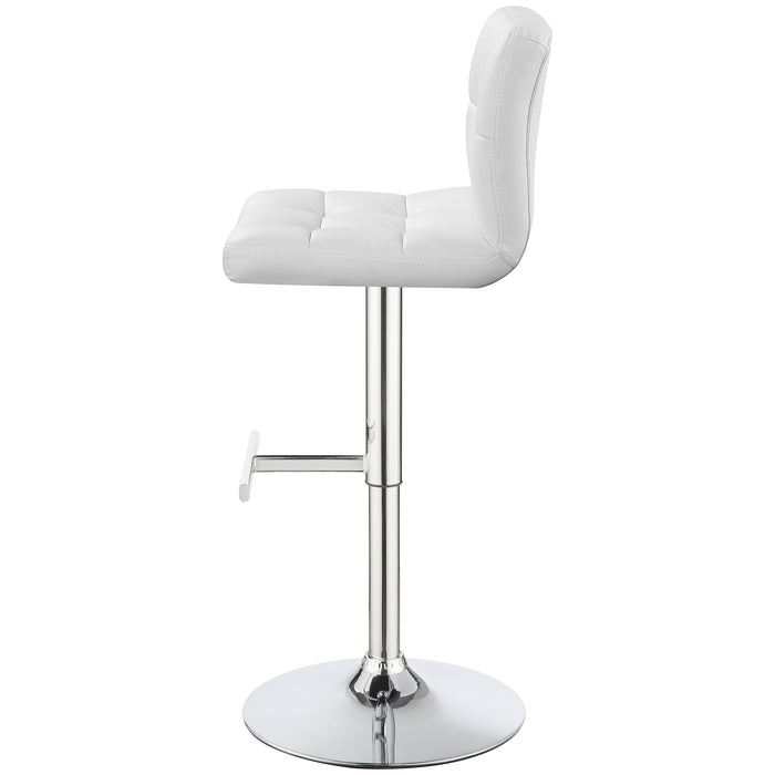 Lenny Upholstered Adjustable Bar Stool White (Set of 2)