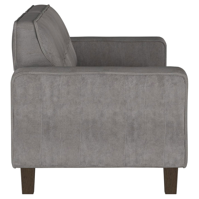 Deerhurst 2-piece Upholstered Track Arm Sofa Set Charcoal