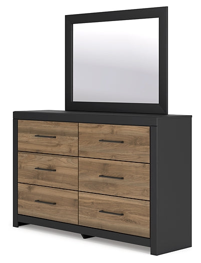 Vertani Twin Panel Bed with Mirrored Dresser, Chest and Nightstand