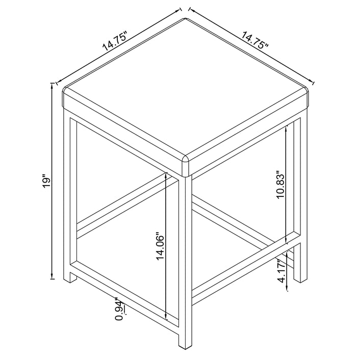 Afshan Upholstered Square Padded Vanity Stool Chrome