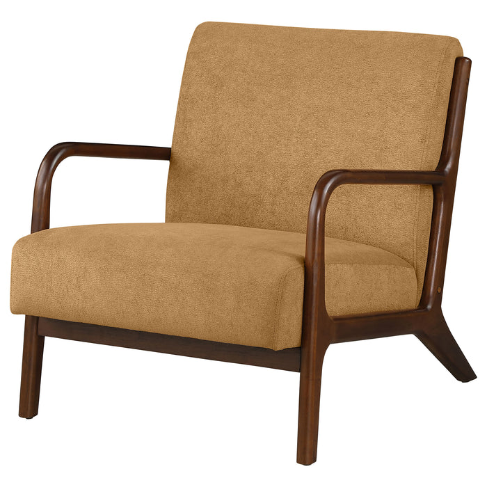 Foster Upholstered Wood Frame Accent Chair Honey