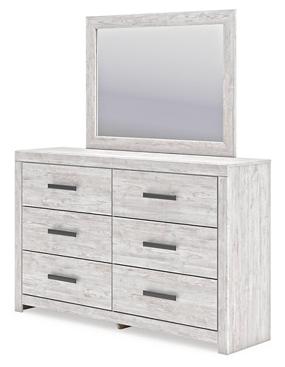 Cayboni Twin Panel Bed with Mirrored Dresser