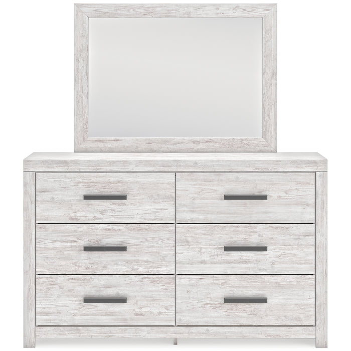 Cayboni Twin Panel Bed with Mirrored Dresser, Chest and 2 Nightstands