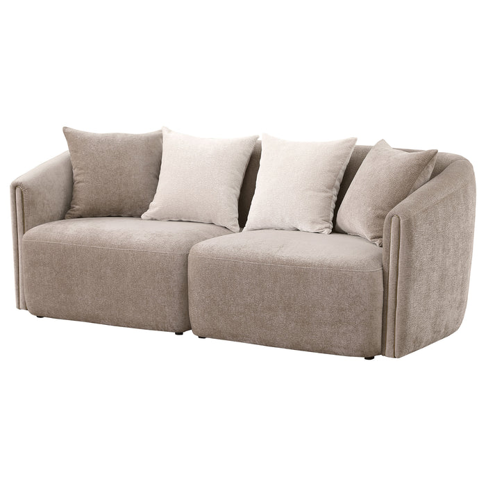 Townsend Chenille Upholstered Rolled Arm Sofa Latte