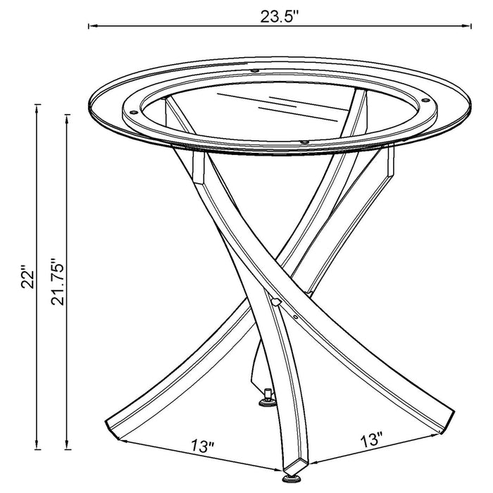 Brooke Round Glass Top Side End Table Metal Base Brass