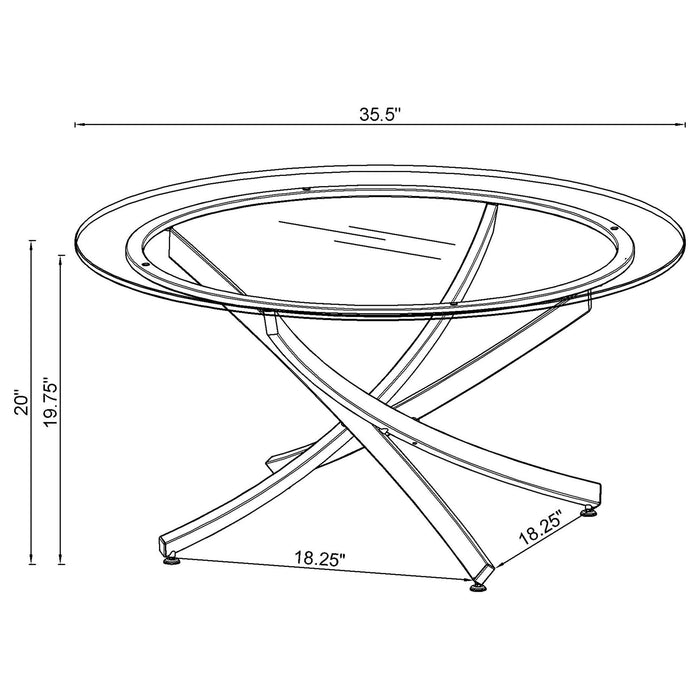 Brooke Round Glass Top Coffee Table Metal Base Brass