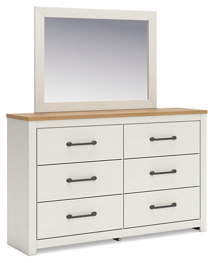 Linnocreek Twin Panel Headboard with Mirrored Dresser and Nightstand