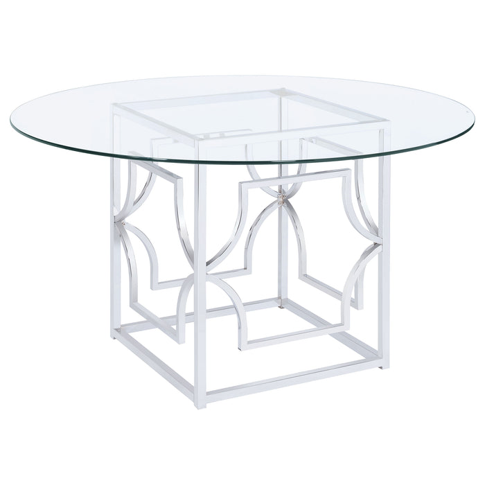 Starlight Round 54-inch Glass Top Metal Dining Table Chrome